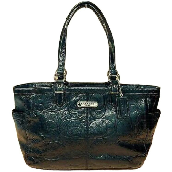 Coach Gallery Embossed Patent Leather shoulder Bag Black  #19462 EUC - Picture 1 of 15